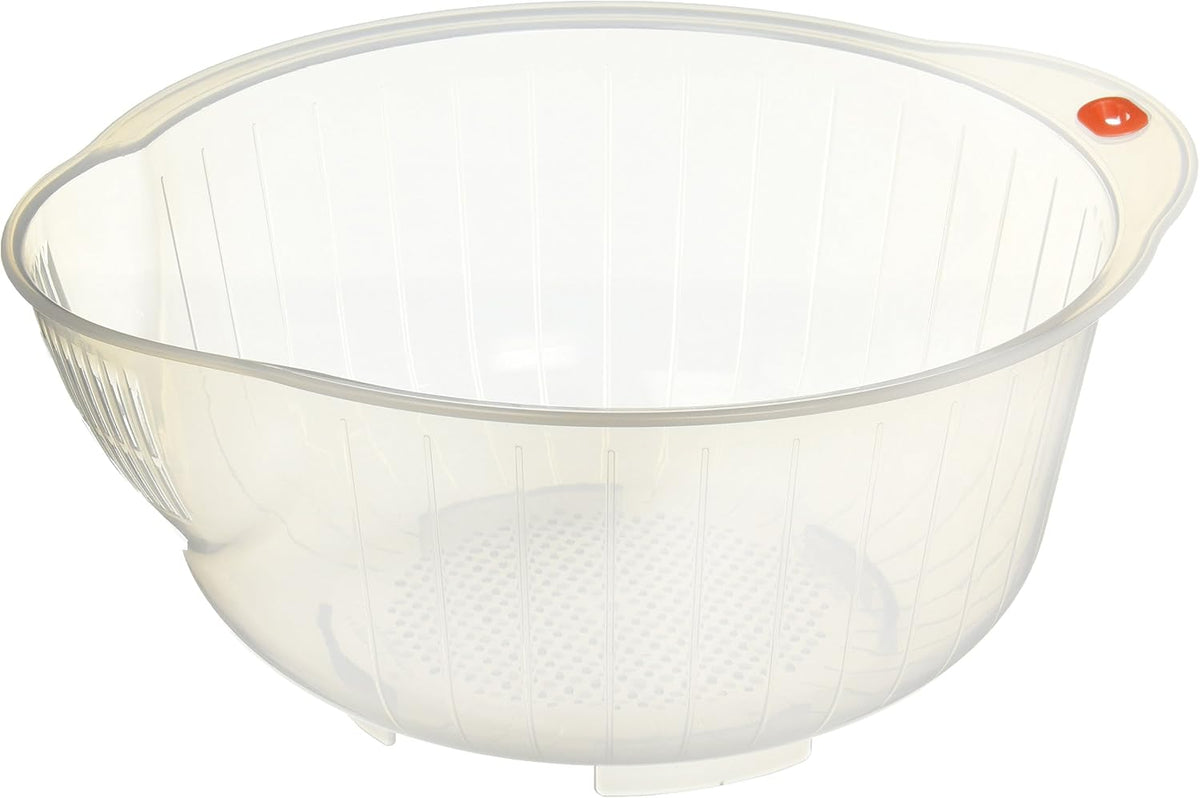 Inomata Plastic Japanese Rice Washing Bowl with Strainer, 2 quart