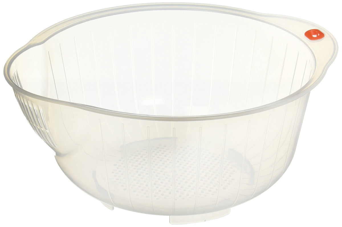 Inomata Plastic Japanese Rice Washing Bowl with Strainer, 2 quart