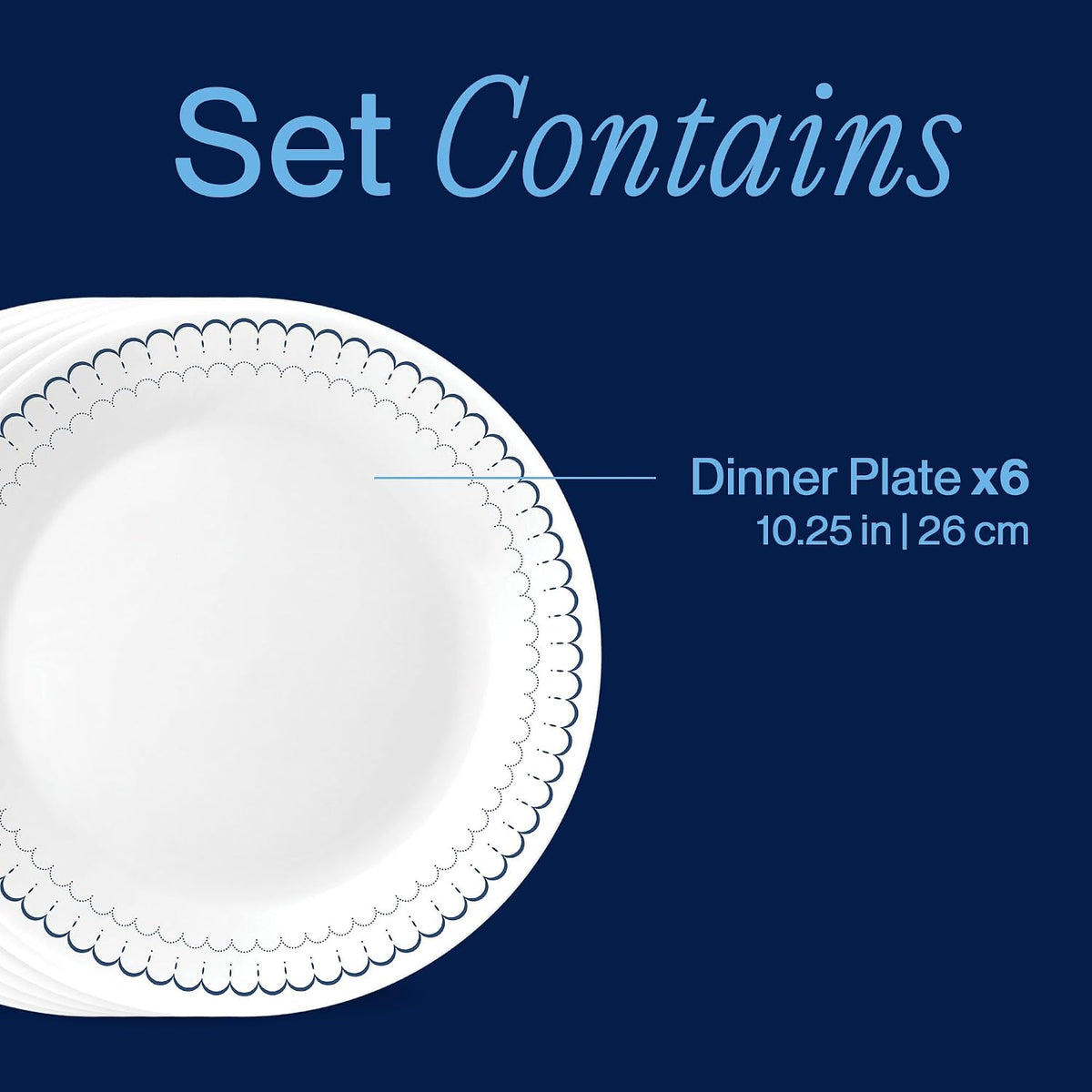 Corelle Caspian Lace 6-Piece 10.25-Inch Dinner Plate Set