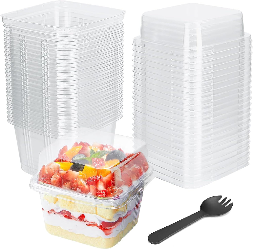 25Pcs 8oz Clear Dessert Cup with Lids and Spoons,Plastic Yogurt Parfait Cup