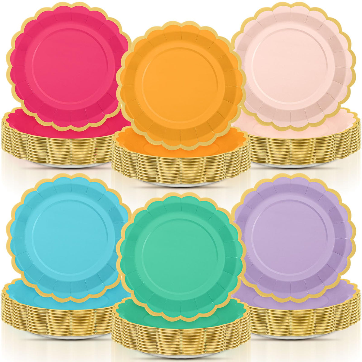 48 Pcs Fall Paper Plates 9 Inch Scalloped Paper Plates
