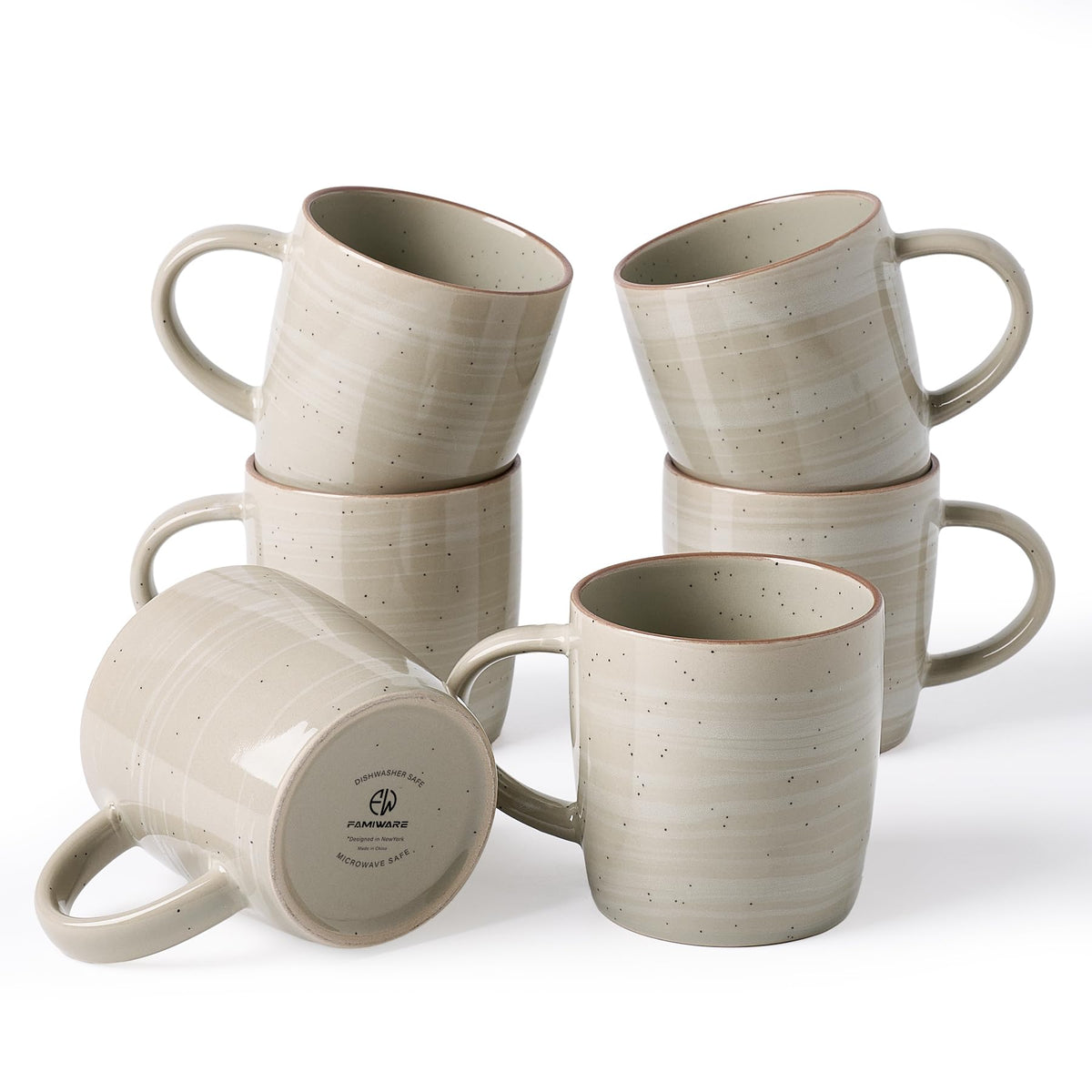 famiware Milkyway Coffee Mugs of 4, 13 oz Mug Set, Ceramic Cup with Handle