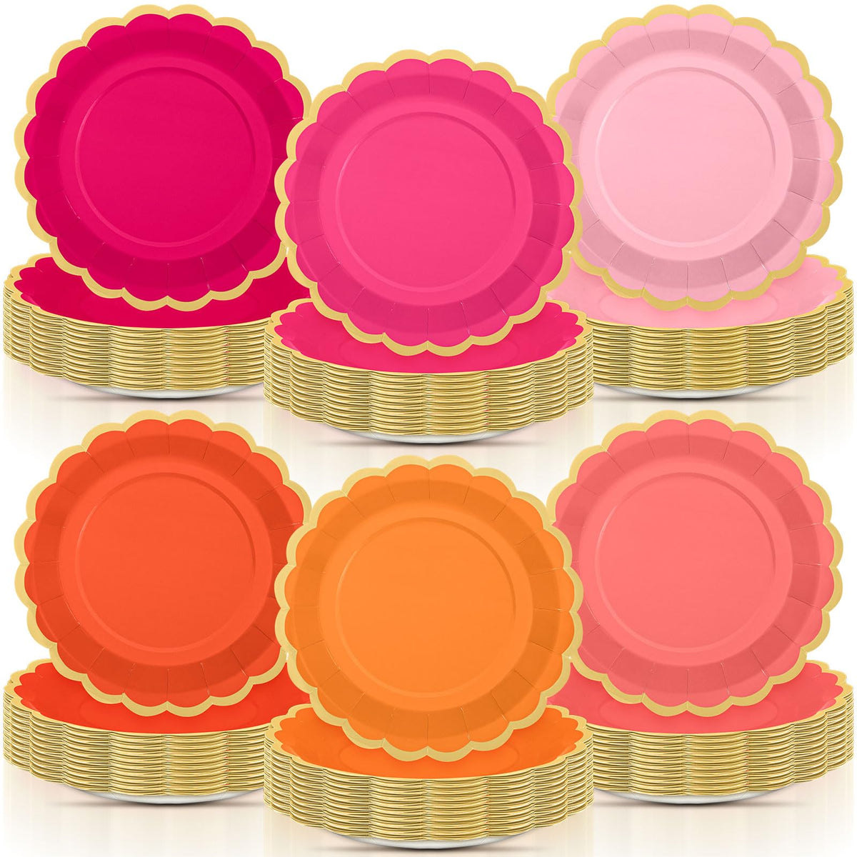 48 Pcs Fall Paper Plates 9 Inch Scalloped Paper Plates