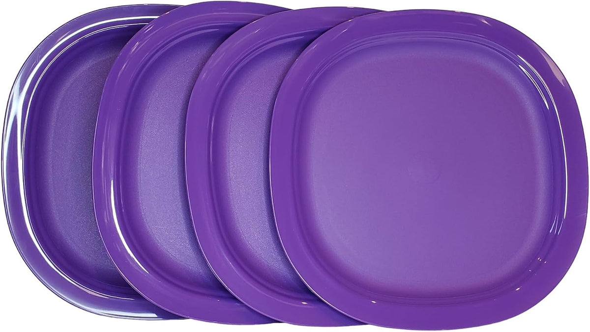 Tupperware Microwave Reheatable Luncheon Plates 9.5" Set of 4 in Purple