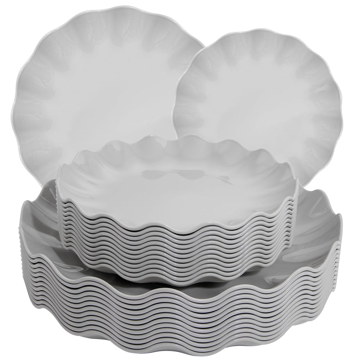 LIYH 24 Pcs Pink Plastic Plates for Party, Reusable, Scalloped, 12 Guests