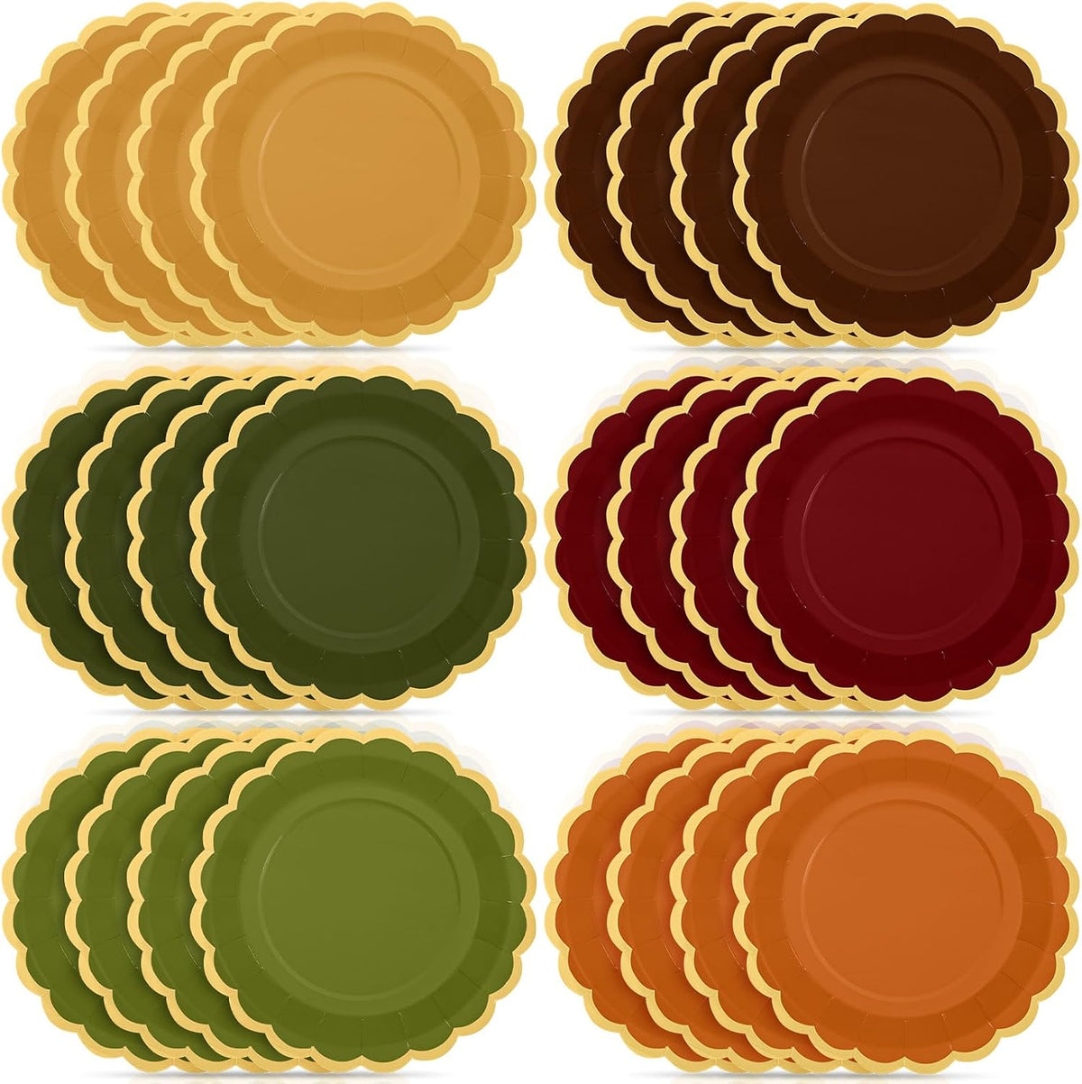 48 Pcs Fall Paper Plates 9 Inch Scalloped Paper Plates
