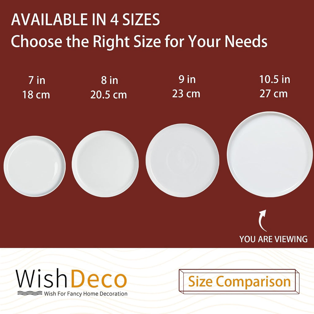 WishDeco White Dinner Plates Set of 4, Ceramic Dining Plates 10.5Inch