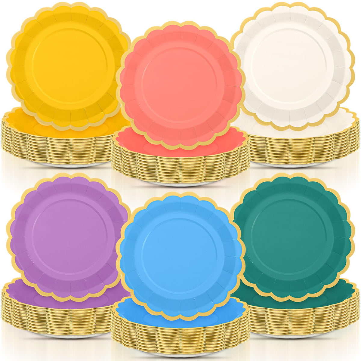 48 Pcs Fall Paper Plates 9 Inch Scalloped Paper Plates