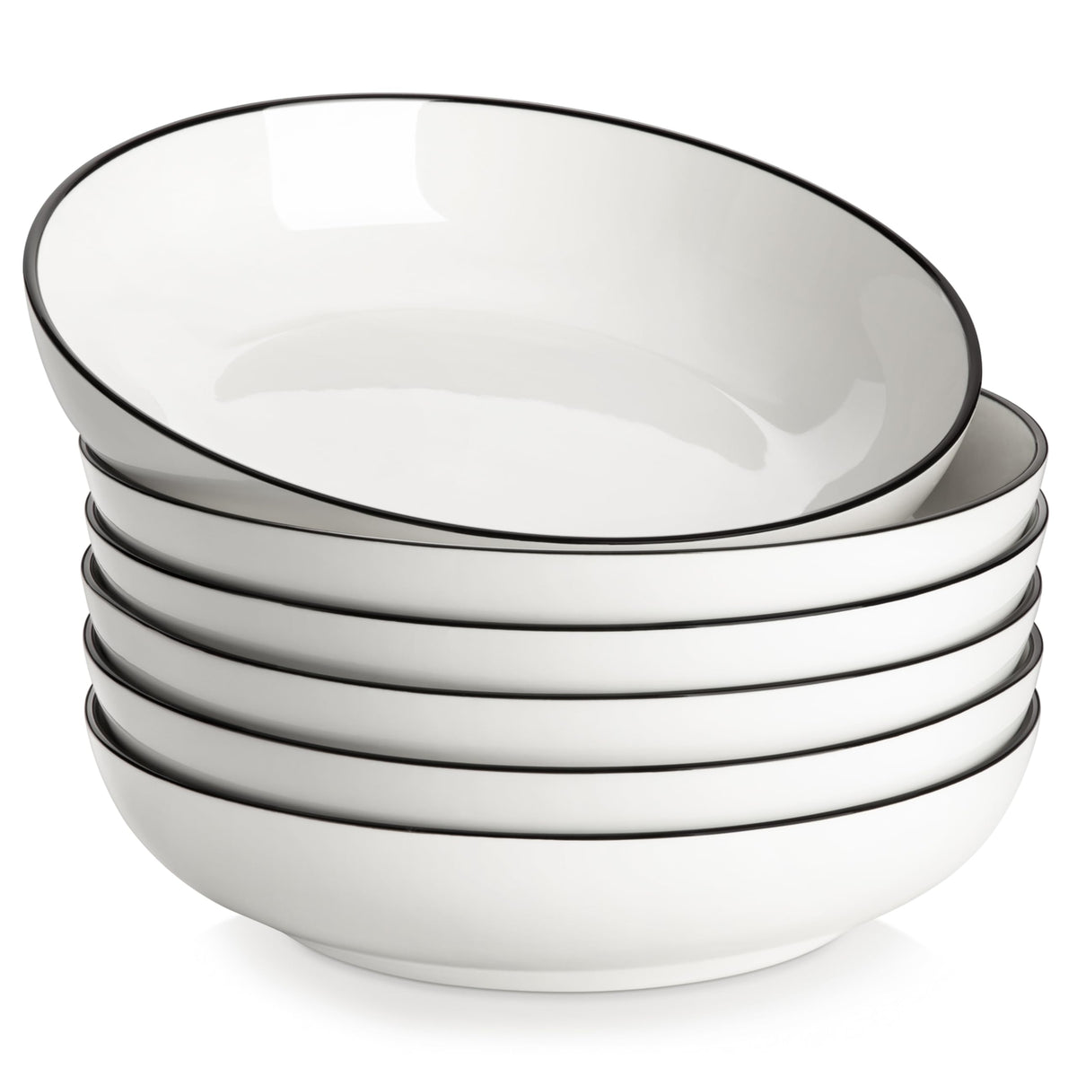 MALACASA 10" Large Pasta Bowls Set of 4, 56 OZ Wide and Shallow Salad Bowls Soup Bowls, Porcelain White Serving Bowls, Kitchen Bowl Plates Pasta Plates, Microwave & Dishwasher Safe, Series REGULAR