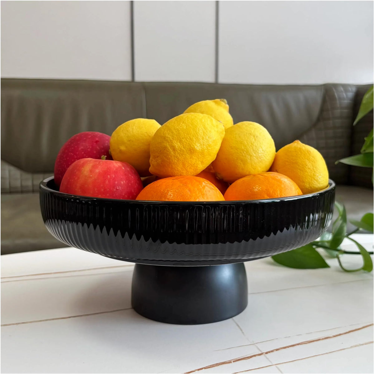 11" Ceramic Fruit Bowl for Kitchen Counter, White
