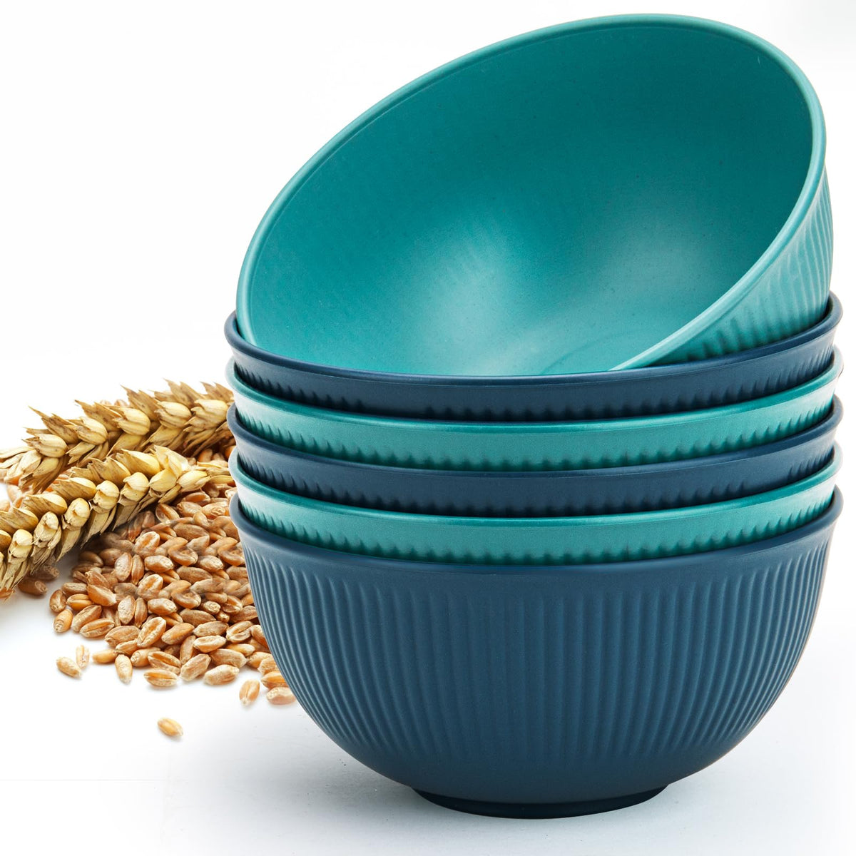 Unbreakable Cereal Bowls 24 oz, Plastic Reusable Light Weight Bowl, Set of 6,Lightweight Bowls Made of Wheat Straw Fiber Ideal for Salad, Soup, Ramen, Noodles, Oatmeal, Rice,Snack