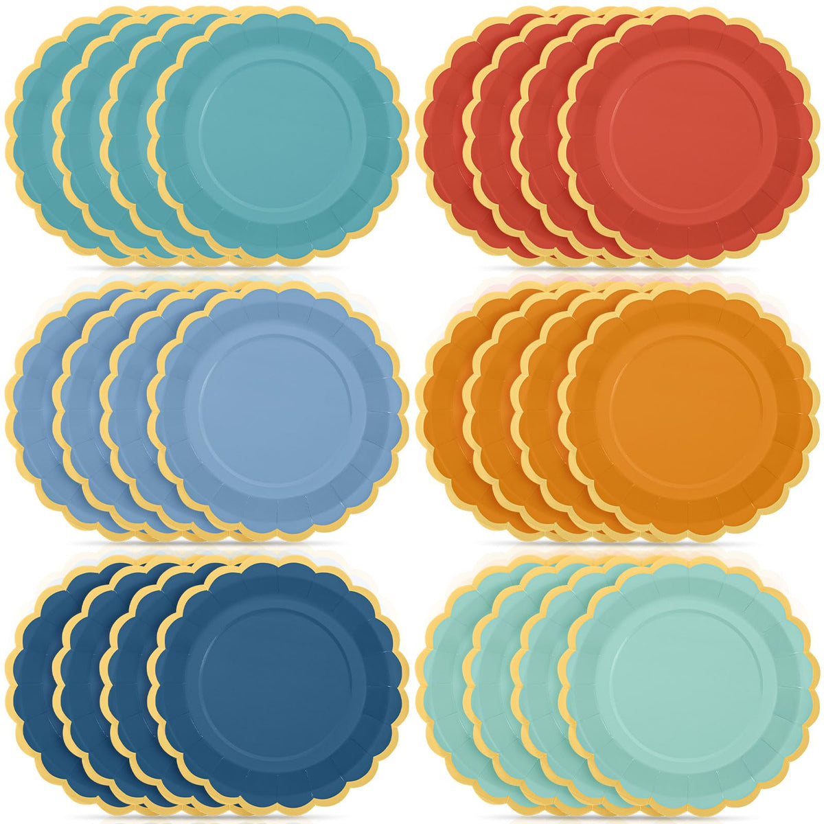 48 Pcs Fall Paper Plates 9 Inch Scalloped Paper Plates