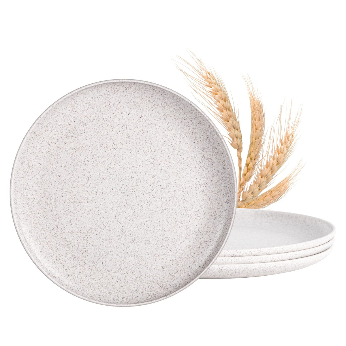 MISS BIG Wheat Straw Plates Set of 4, 10 Inch White Dinner Plates, BPA Free