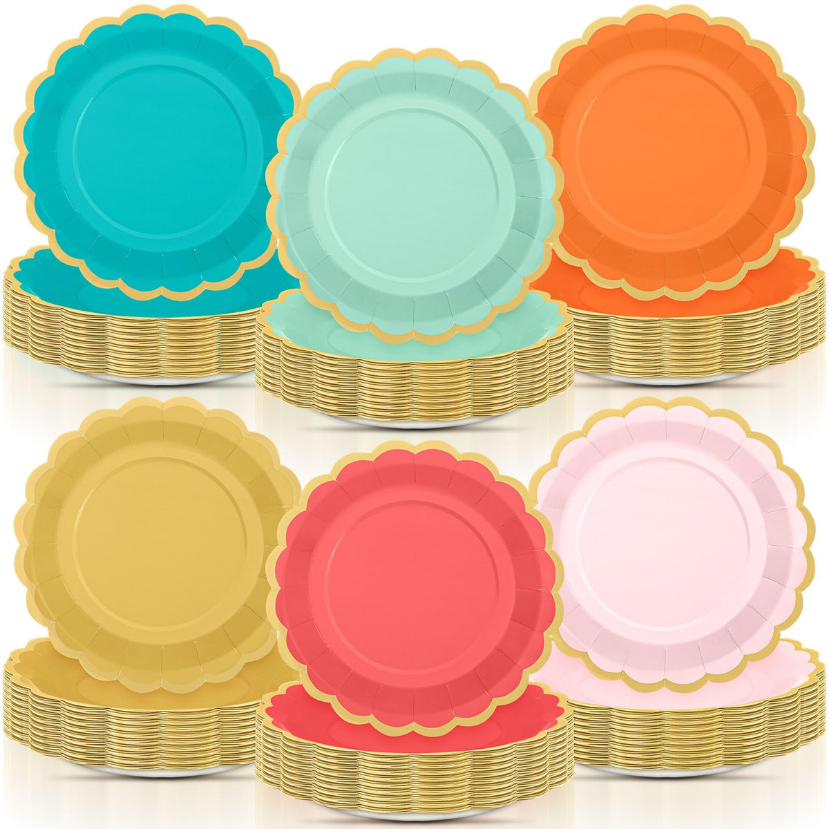 48 Pcs Fall Paper Plates 9 Inch Scalloped Paper Plates