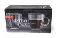 Bodum 10oz Bistro Double Wall Insulated Mug, High-Heat Borosilicate Glass, Set of 2, Clear