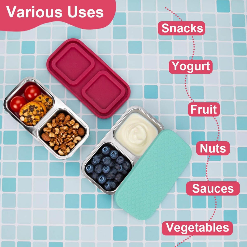 DOSEWART 2-Compartment Stainless Steel Snack Containers