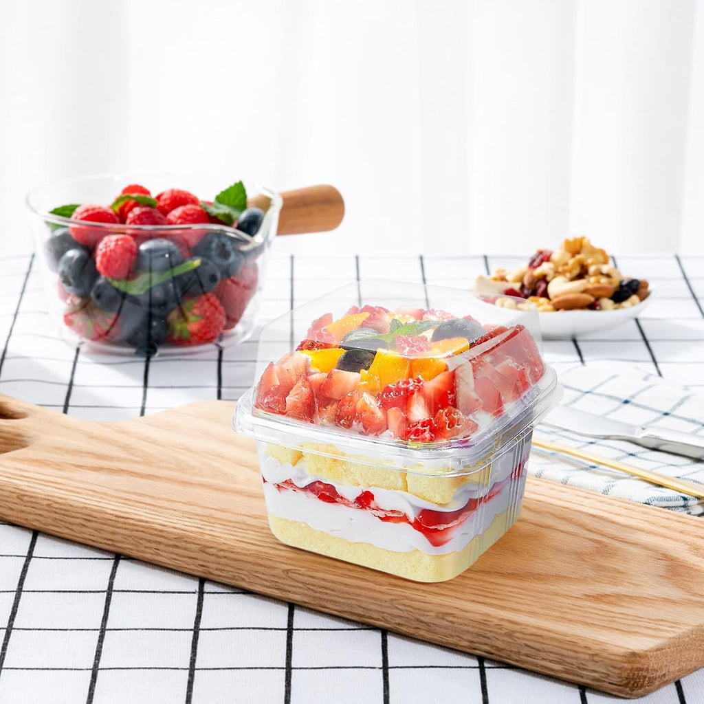 25Pcs 8oz Clear Dessert Cup with Lids and Spoons,Plastic Yogurt Parfait Cup