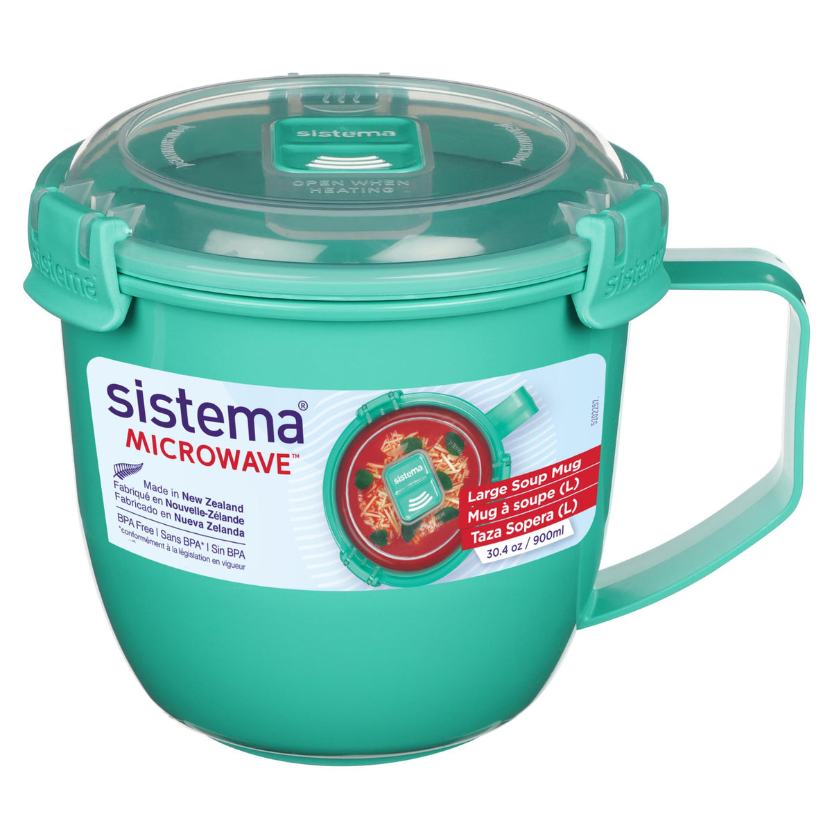 Sistema Microwaveable 940mL Noodle Bowl, Round Microwave Container with Lid & Steam-Release Vent, Cooks Pasta, Soup, Stew & More, Dishwasher & Freezer-Safe, BPA-Free