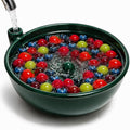 Self Spinning Berry Washing Bowl Ceramic with Drain Holes, Automatic 360° Hydro-Vortex Fruit Washer Bowl, Ceramic Fruit Washing Bowl and Colander Basket for Berries, Small Produce, Table Serving