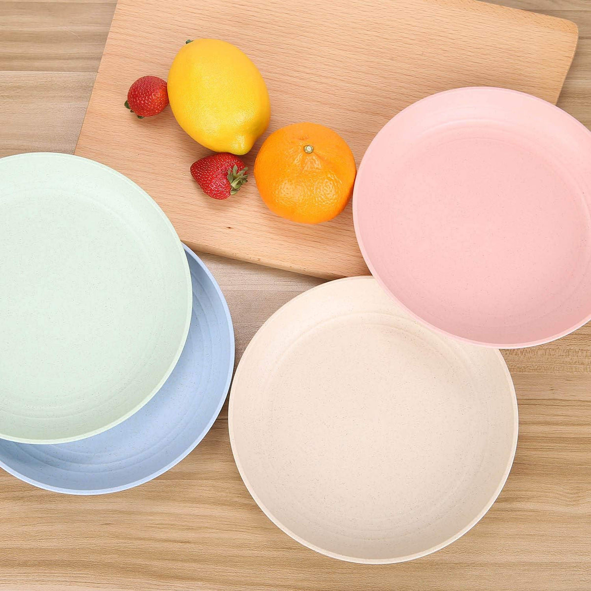 7.8 Inches Unbreakable Wheat Straw Plates - Reusable Plate Set - Dishwasher & Microwave Safe - Perfect for Dinner Dishes - Healthy, BPA Free & Eco-Friendly (7.8 Inches)