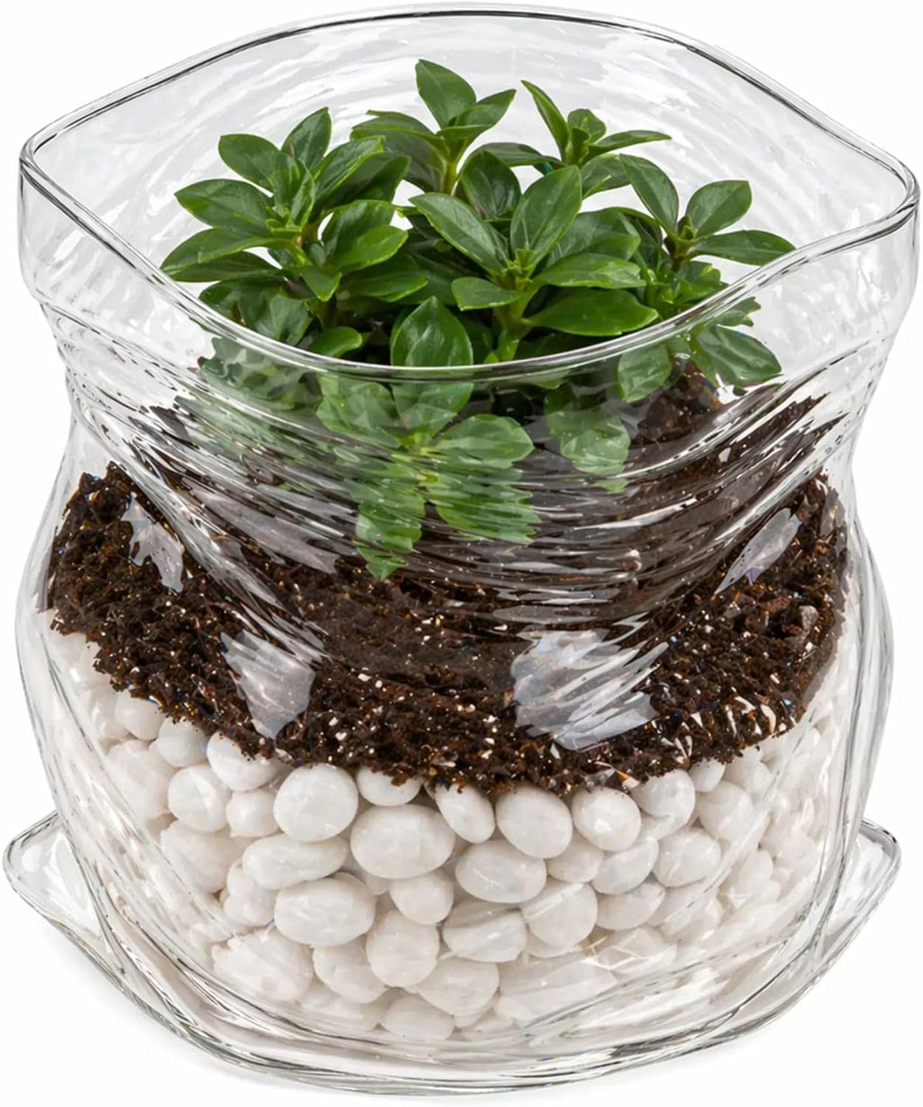 22 oz Glass Zipper Bag, 1 Large Glass Bag - Realistic Crinkled Edges, Serve Candy, Popcorn, or Nuts, Clear Glass Bag Bowl, Dishwasher-Safe, Flat Base - Restaurantware,White