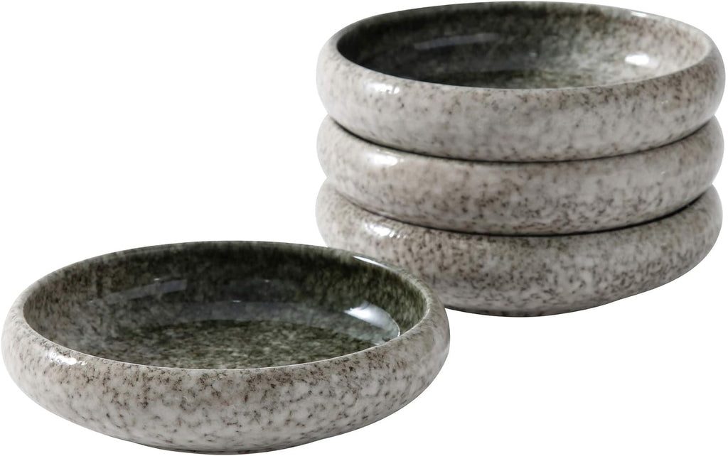 Uaral Salad Plate Appetizer Plate Stoneware Serving Dishes,Japanese Dish Set of 4,5.5 inch 14 oz (Emerald Green)