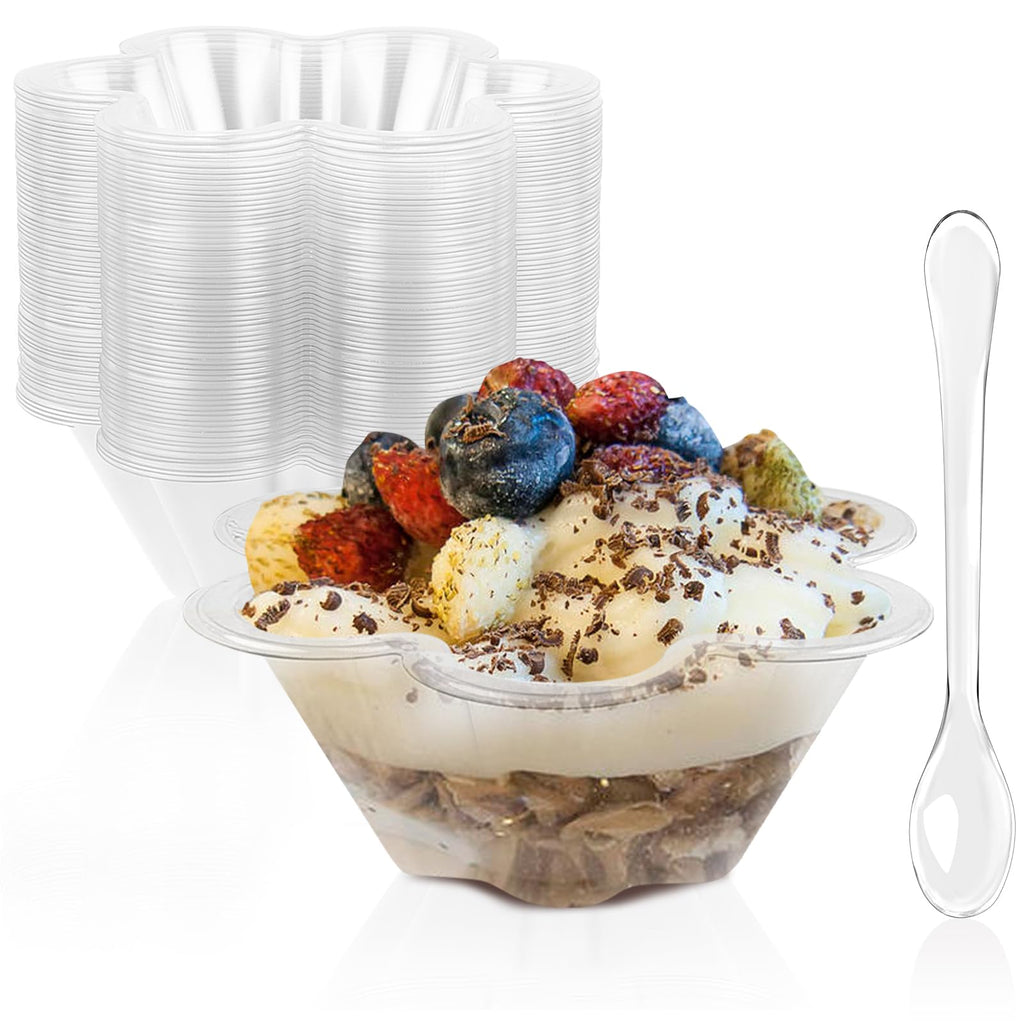 TOFLEN 50 Pack 8 oz Dessert Cups with Spoons