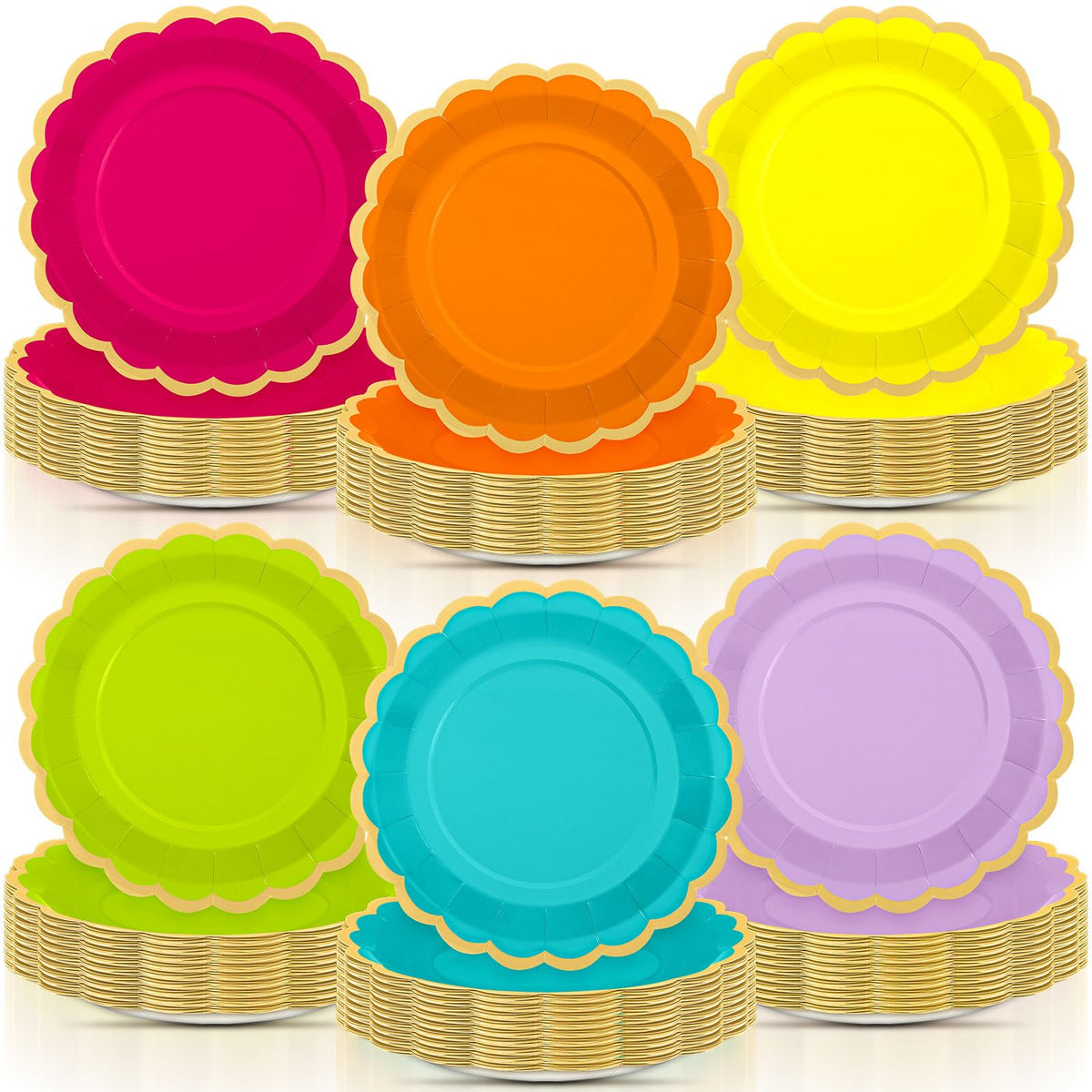 48 Pcs Fall Paper Plates 9 Inch Scalloped Paper Plates
