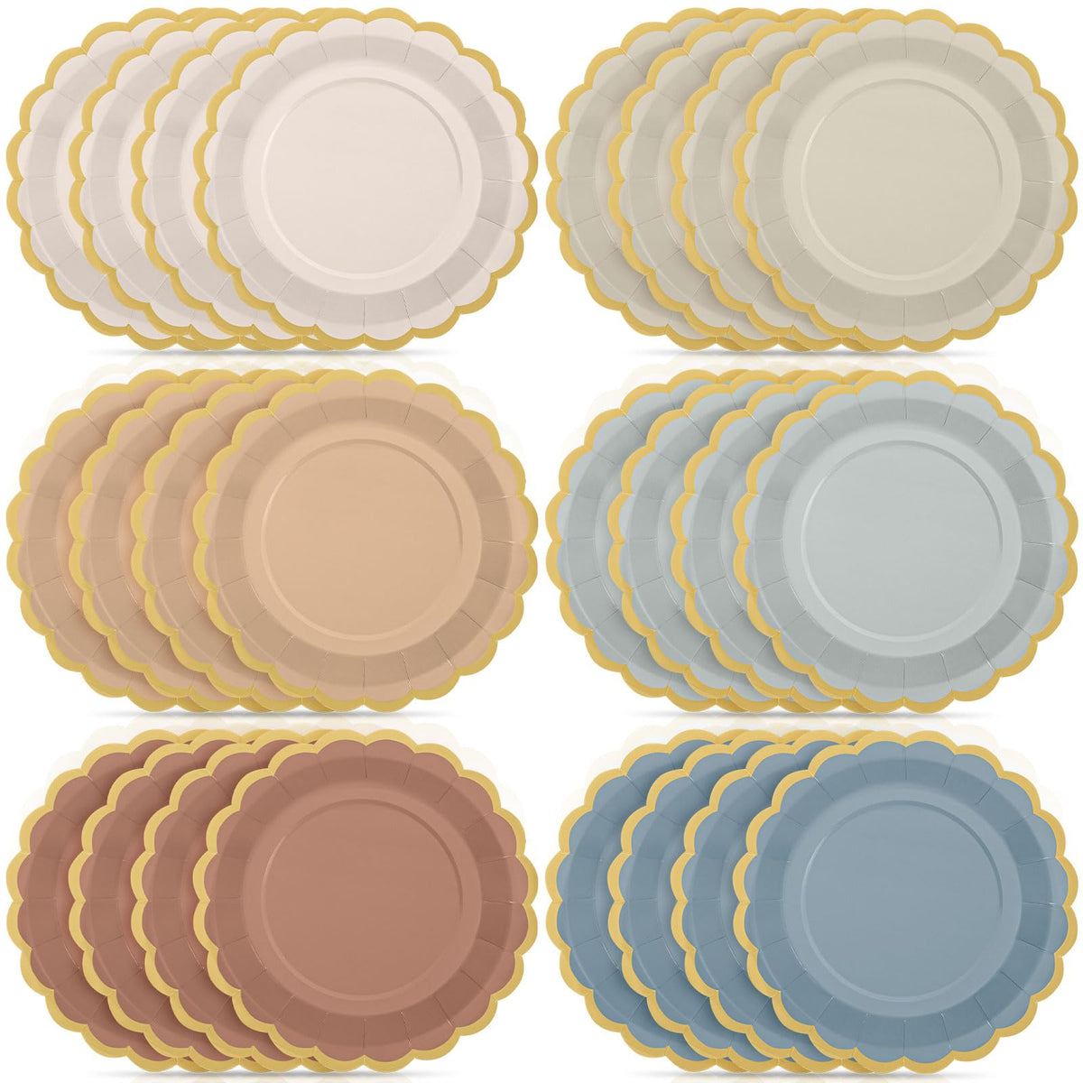 48 Pcs Fall Paper Plates 9 Inch Scalloped Paper Plates