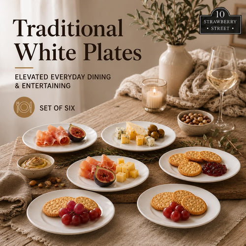 10 Strawberry Street Simply Round 6" Appetizer Plate, Set of 6, White, 6RD-6ACE-TSS