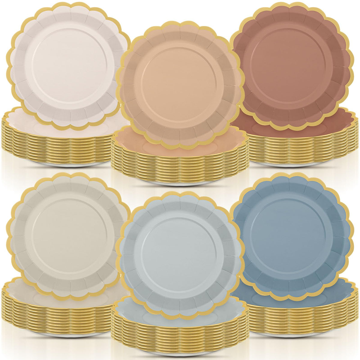 48 Pcs Fall Paper Plates 9 Inch Scalloped Paper Plates