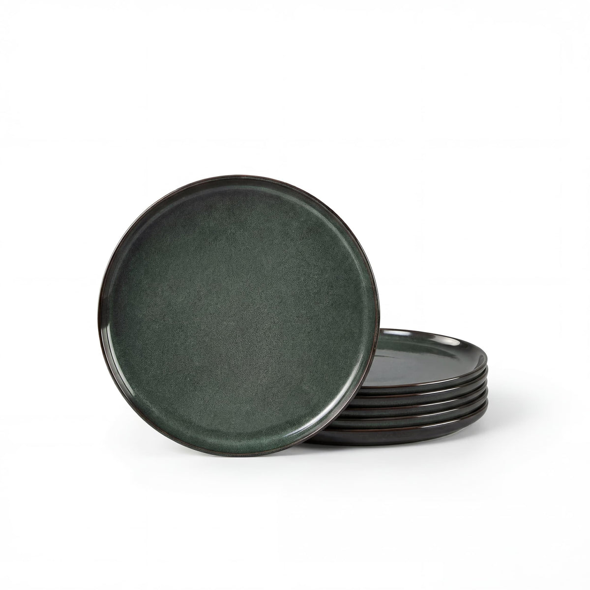 Herogo 4-Piece 10.43" Ceramic Stoneware Dinner Plates Set, Matte Black