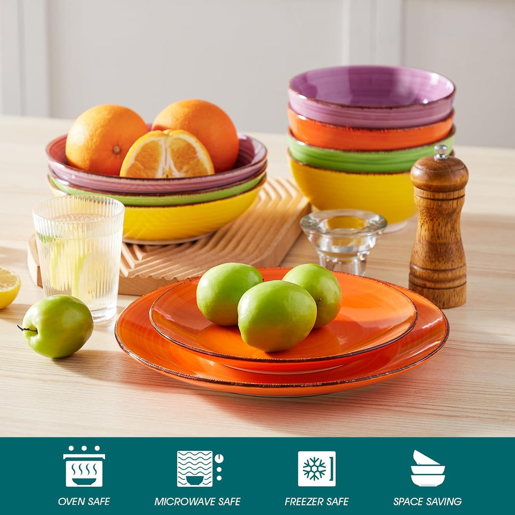 vancasso Bonita 10.5 Inch Ceramic Dinner Plates Set of 6, Warm Colors