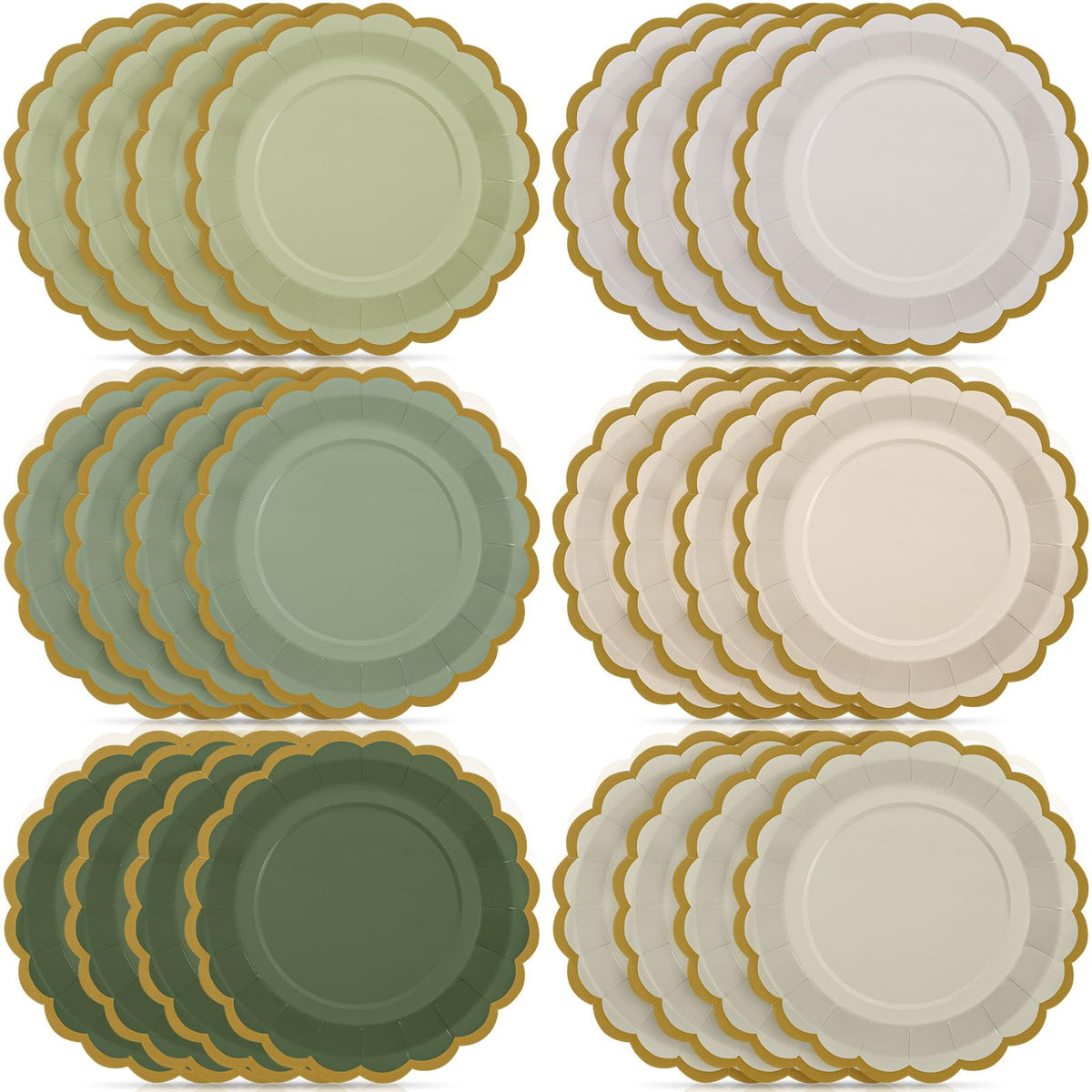 48 Pcs Fall Paper Plates 9 Inch Scalloped Paper Plates
