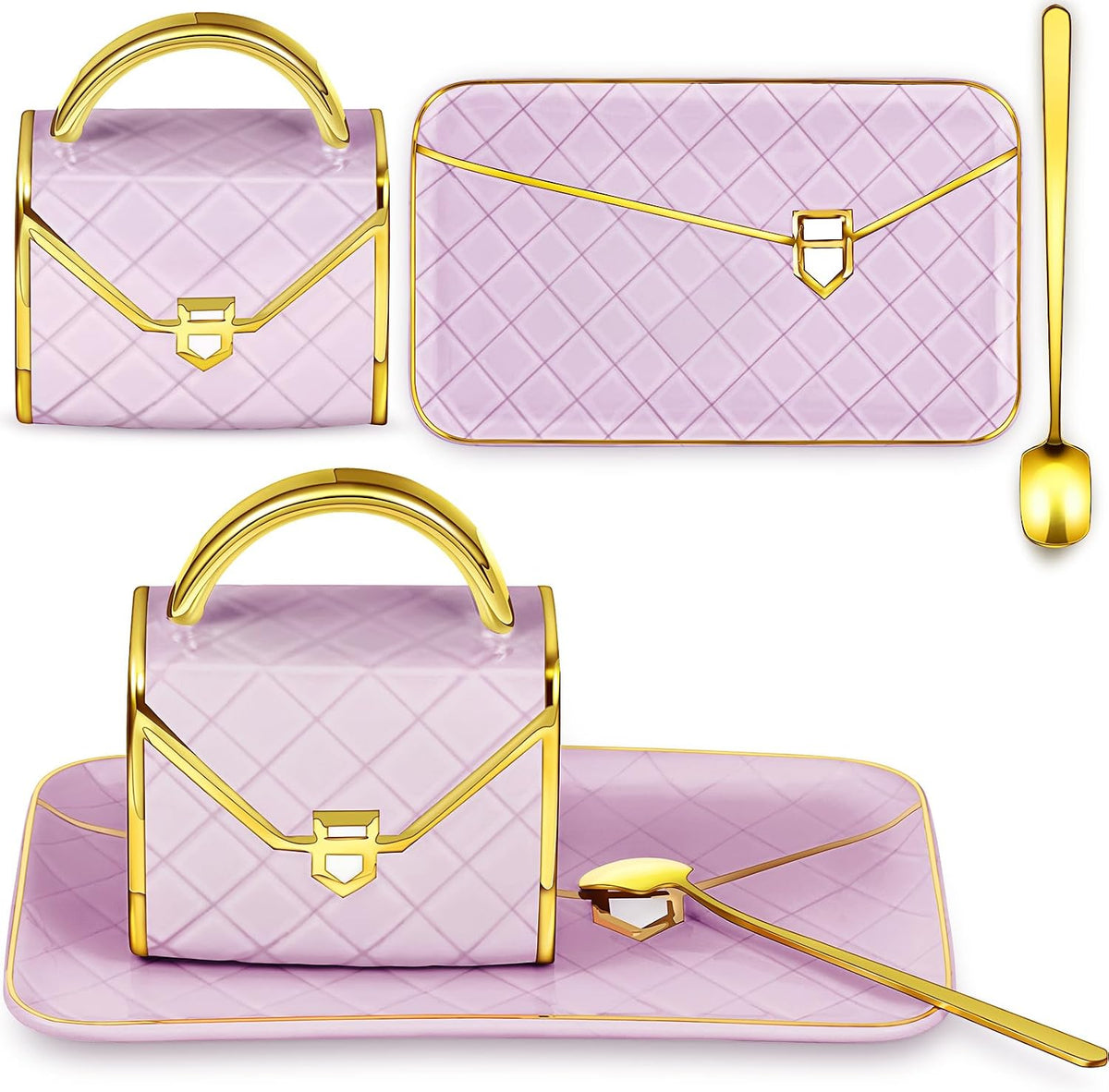 Zubebe 1 Set Coffee Mug Elegant Handbag Shaped Cup,Purple