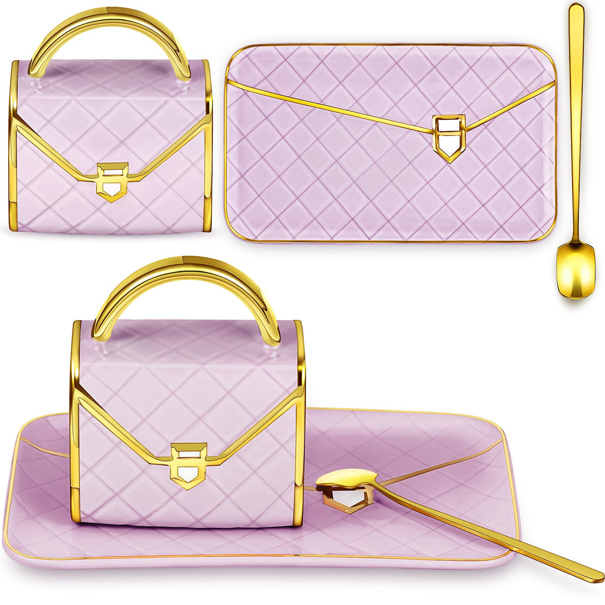 Zubebe 1 Set Coffee Mug Elegant Handbag Shaped Cup,Purple