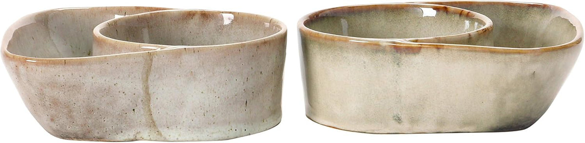 Creative Co-Op Stoneware Cracker & Soup Bowl, Reactive Glaze, 2 Colors (Each One Will Vary)