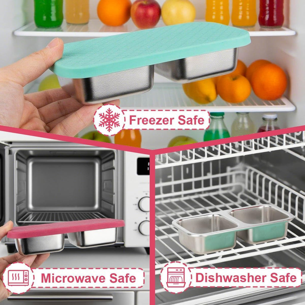 DOSEWART 2-Compartment Stainless Steel Snack Containers