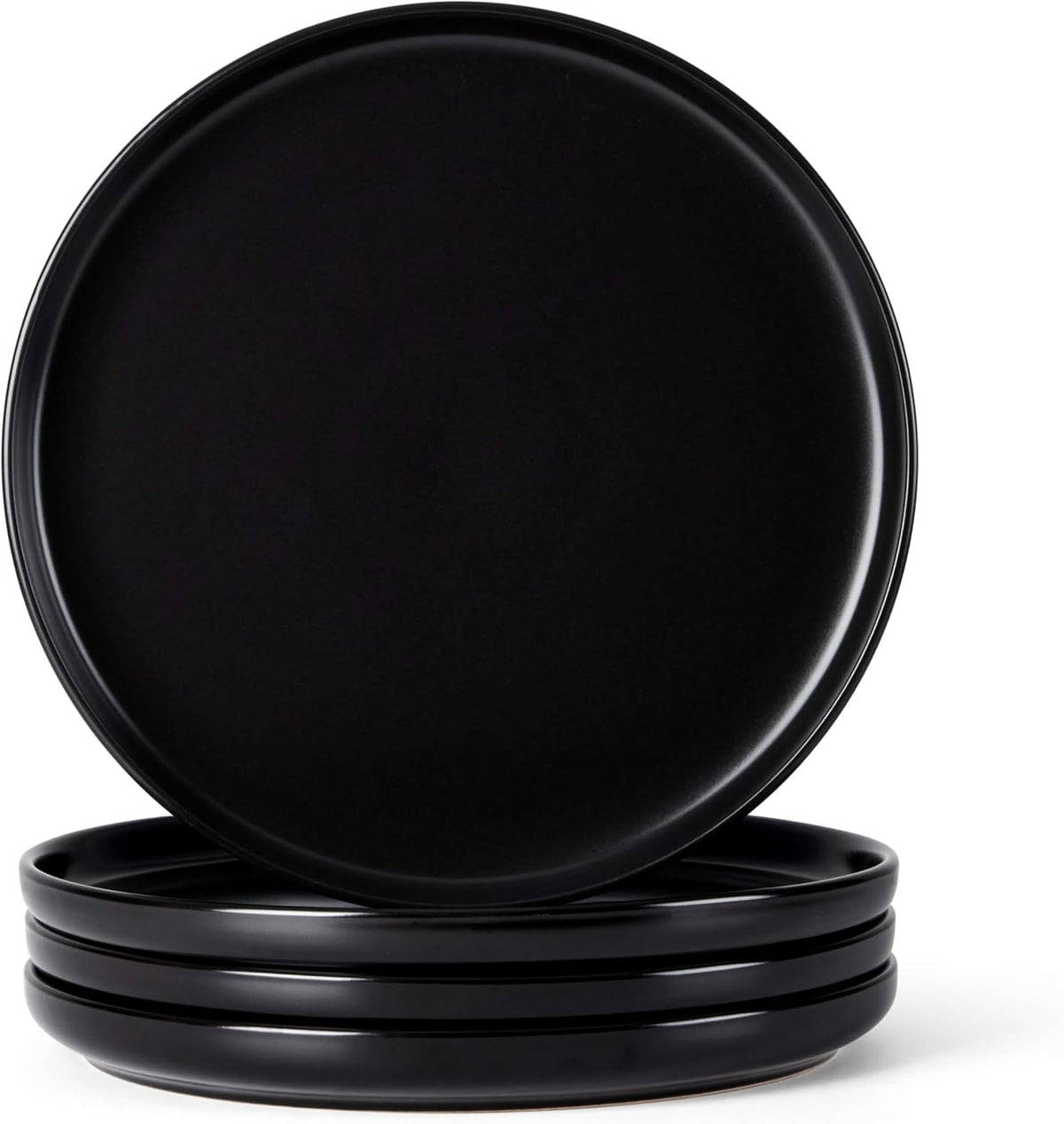 Herogo 4-Piece 10.43" Ceramic Stoneware Dinner Plates Set, Matte Black