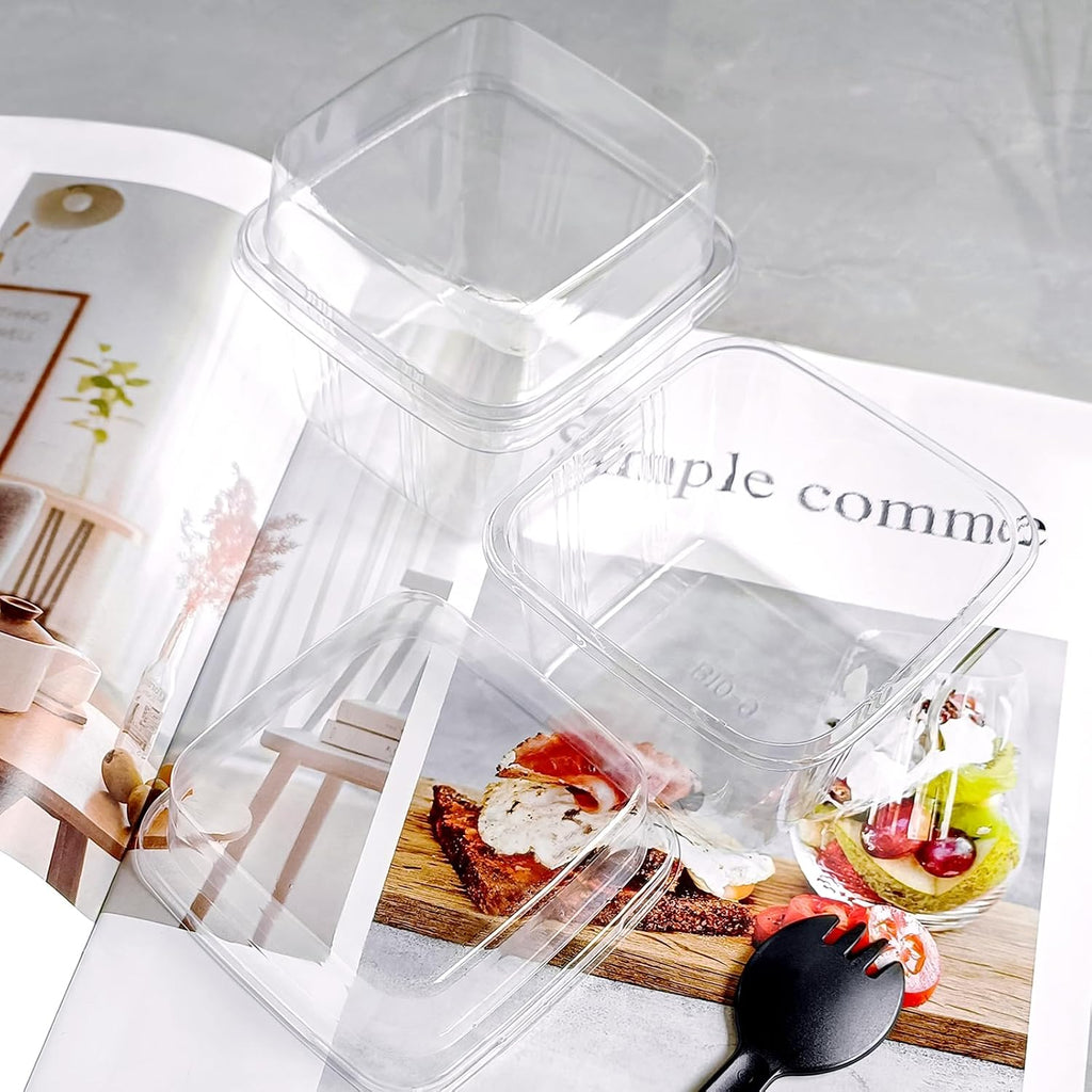 25Pcs 8oz Clear Dessert Cup with Lids and Spoons,Plastic Yogurt Parfait Cup
