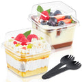 Kucoele 50 Pack 8 oz Plastic Dessert Cups with Lids and Sporks