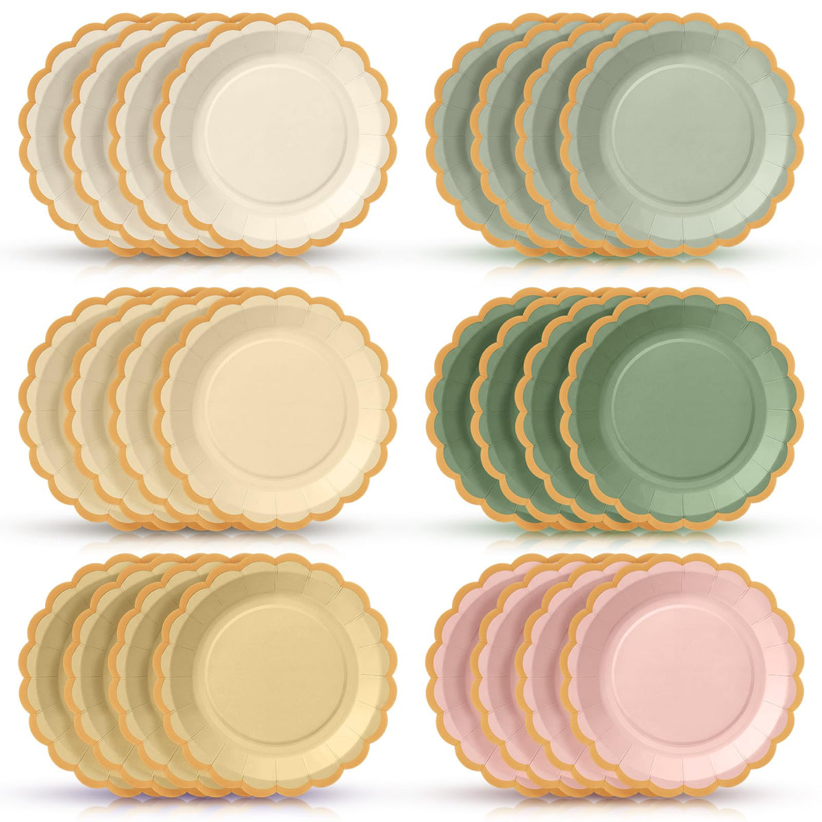 48 Pcs Fall Paper Plates 9 Inch Scalloped Paper Plates
