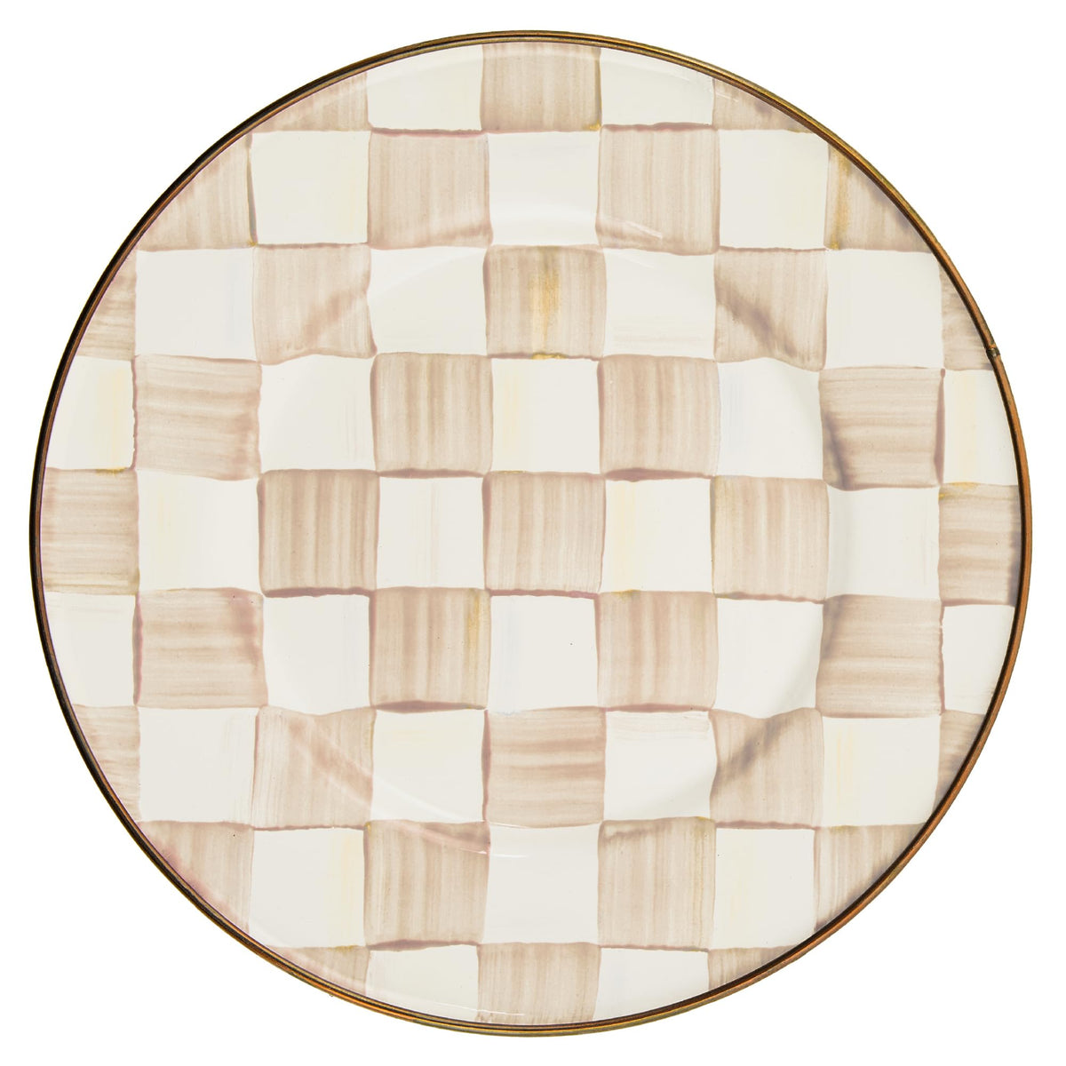 MACKENZIE-CHILDS Appetizer Plate Set, Brown-and-White Mocha Check