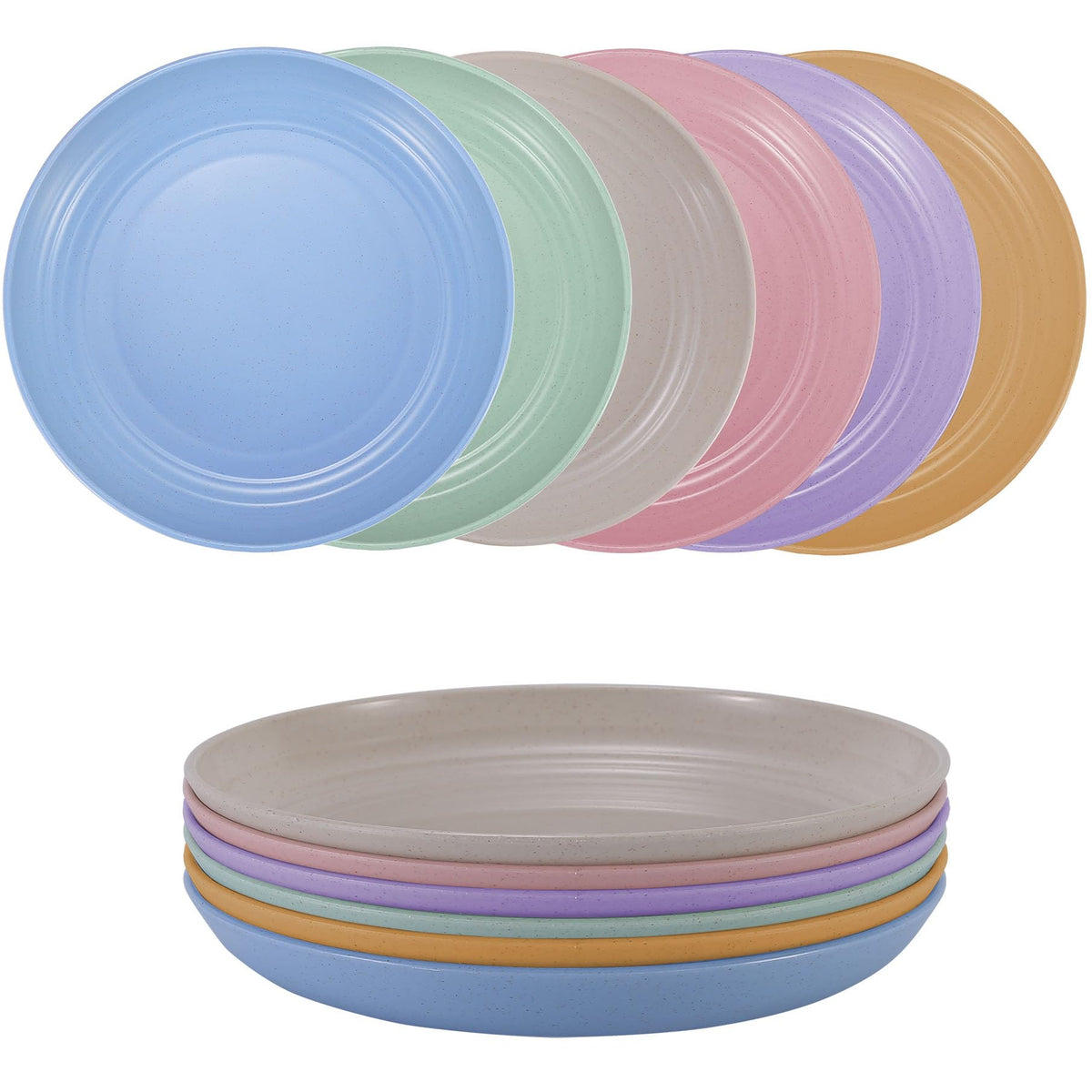 7.8 Inches Unbreakable Wheat Straw Plates - Reusable Plate Set - Dishwasher & Microwave Safe - Perfect for Dinner Dishes - Healthy, BPA Free & Eco-Friendly (7.8 Inches)