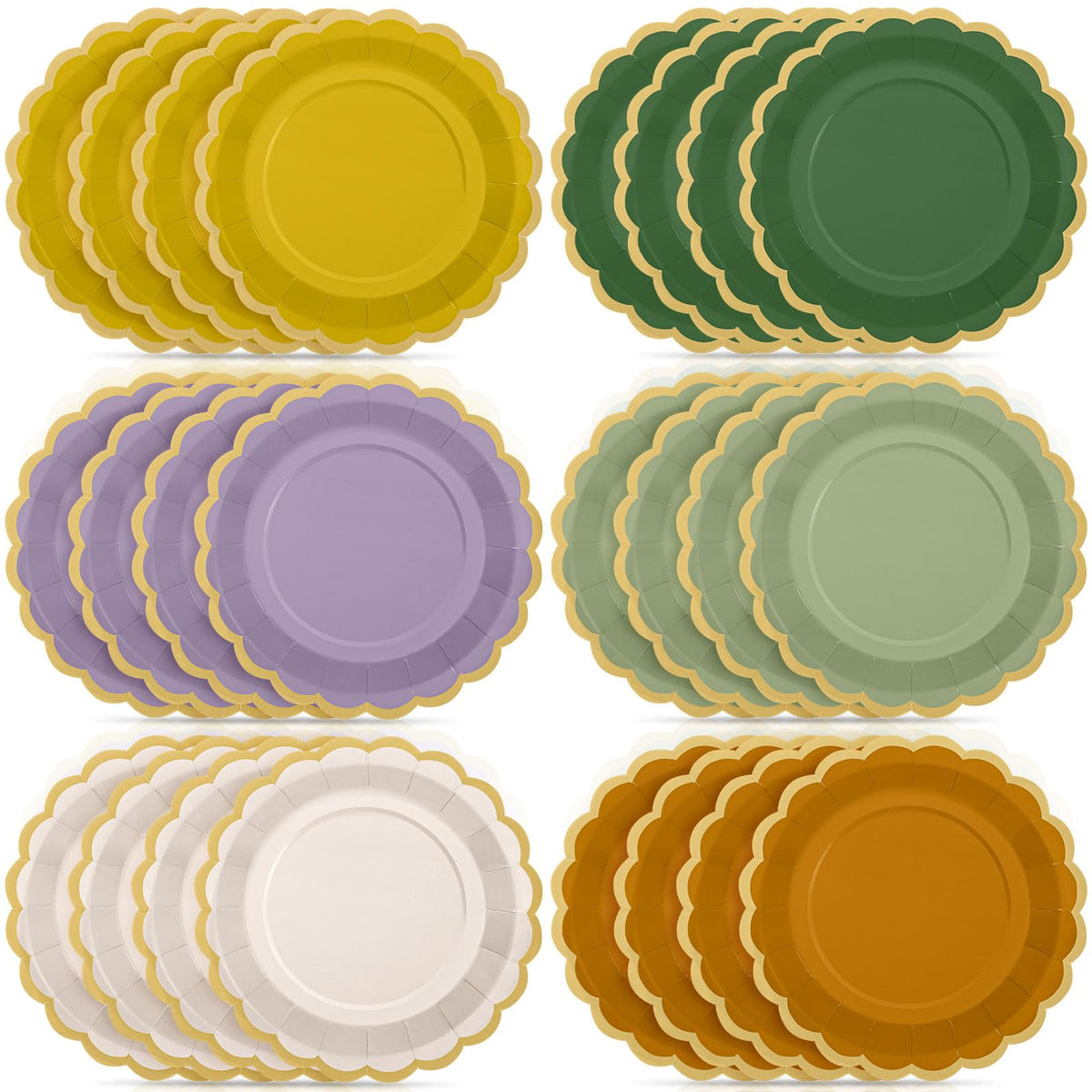 48 Pcs Fall Paper Plates 9 Inch Scalloped Paper Plates