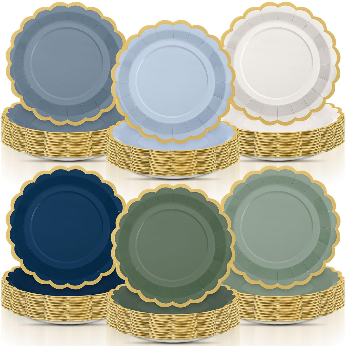 48 Pcs Fall Paper Plates 9 Inch Scalloped Paper Plates