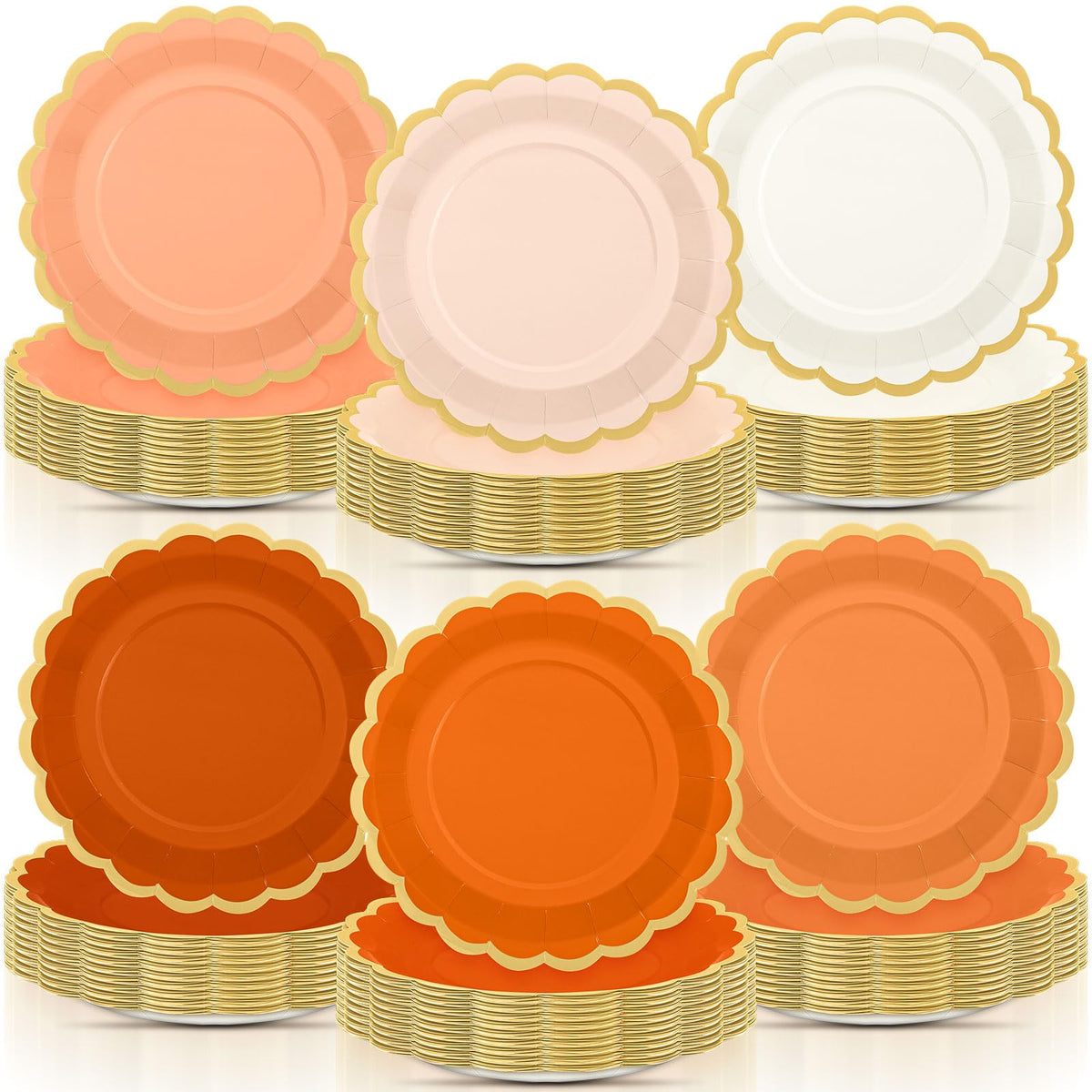 48 Pcs Fall Paper Plates 9 Inch Scalloped Paper Plates