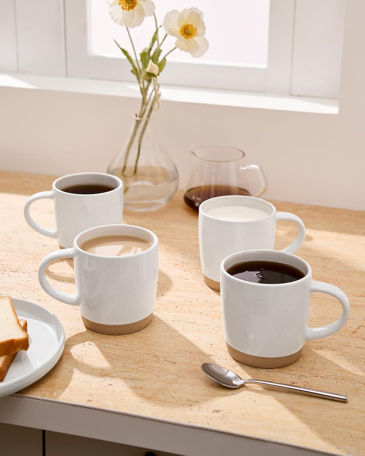 famiware Milkyway Coffee Mugs of 4, 13 oz Mug Set, Ceramic Cup with Handle