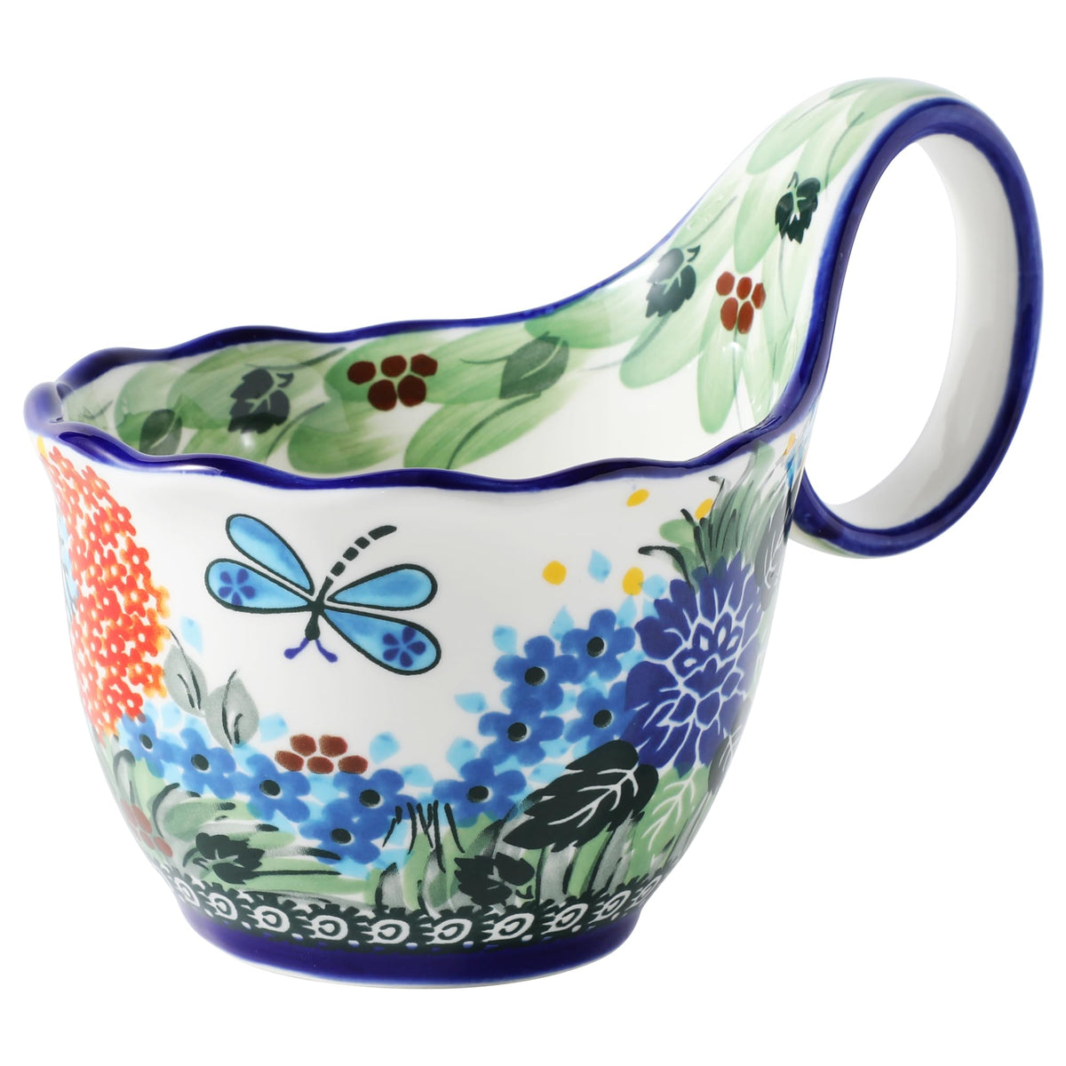 ALMA 18oz Microwavable Soup Bowl with Loop Handle, Handpainted Decorative Mug Big Handle, Ceramic Soup bowl for Mother, Cereal Bowl Great for Fruits, Chili, Stew, Ice cream