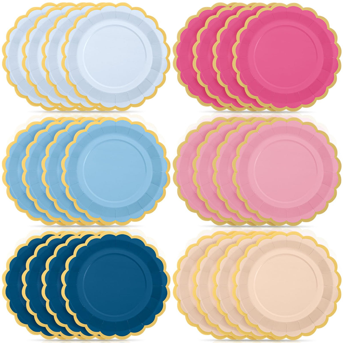 48 Pcs Fall Paper Plates 9 Inch Scalloped Paper Plates